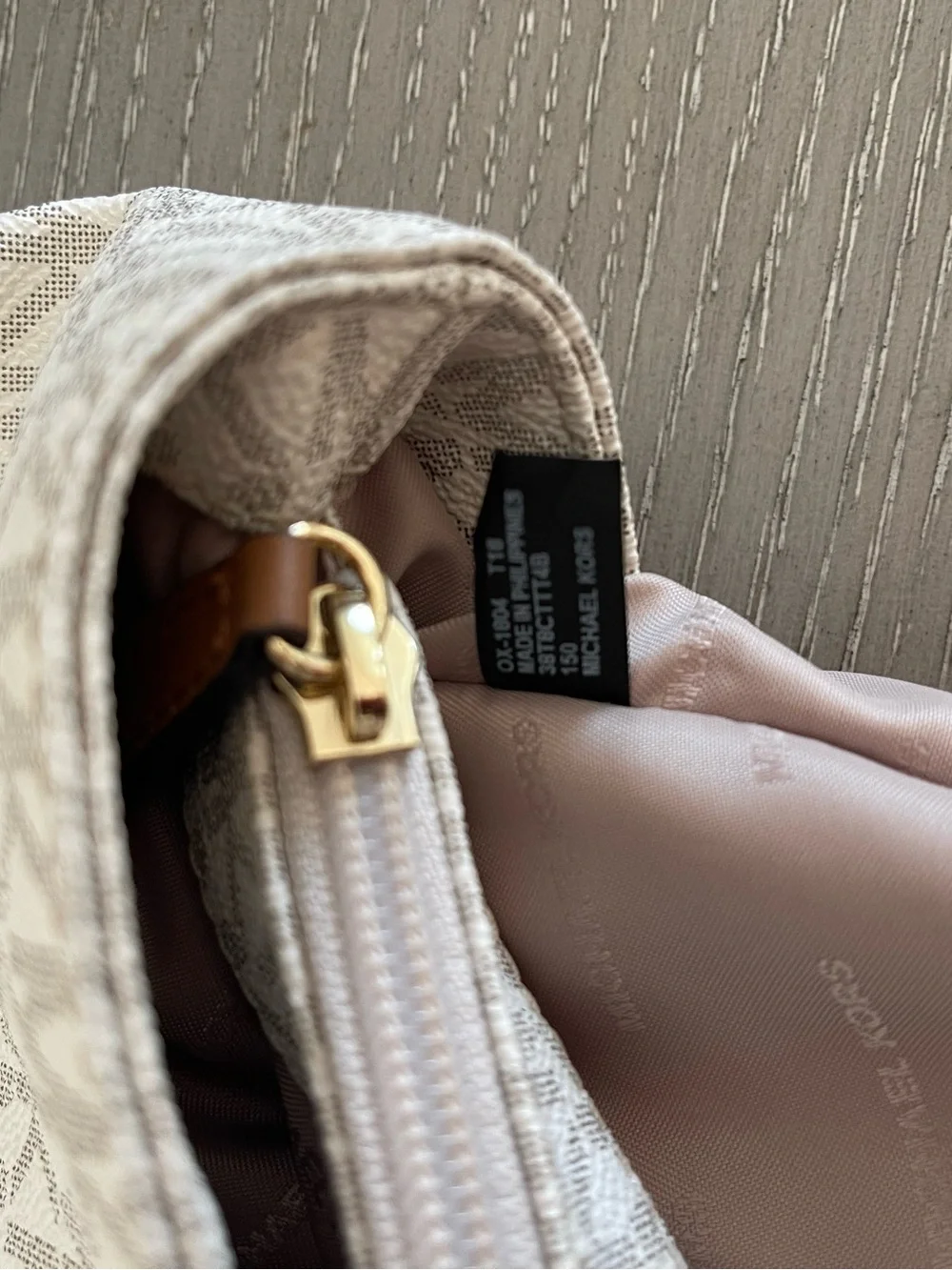 Michael Kors Cream & Tan MK Logo Tote